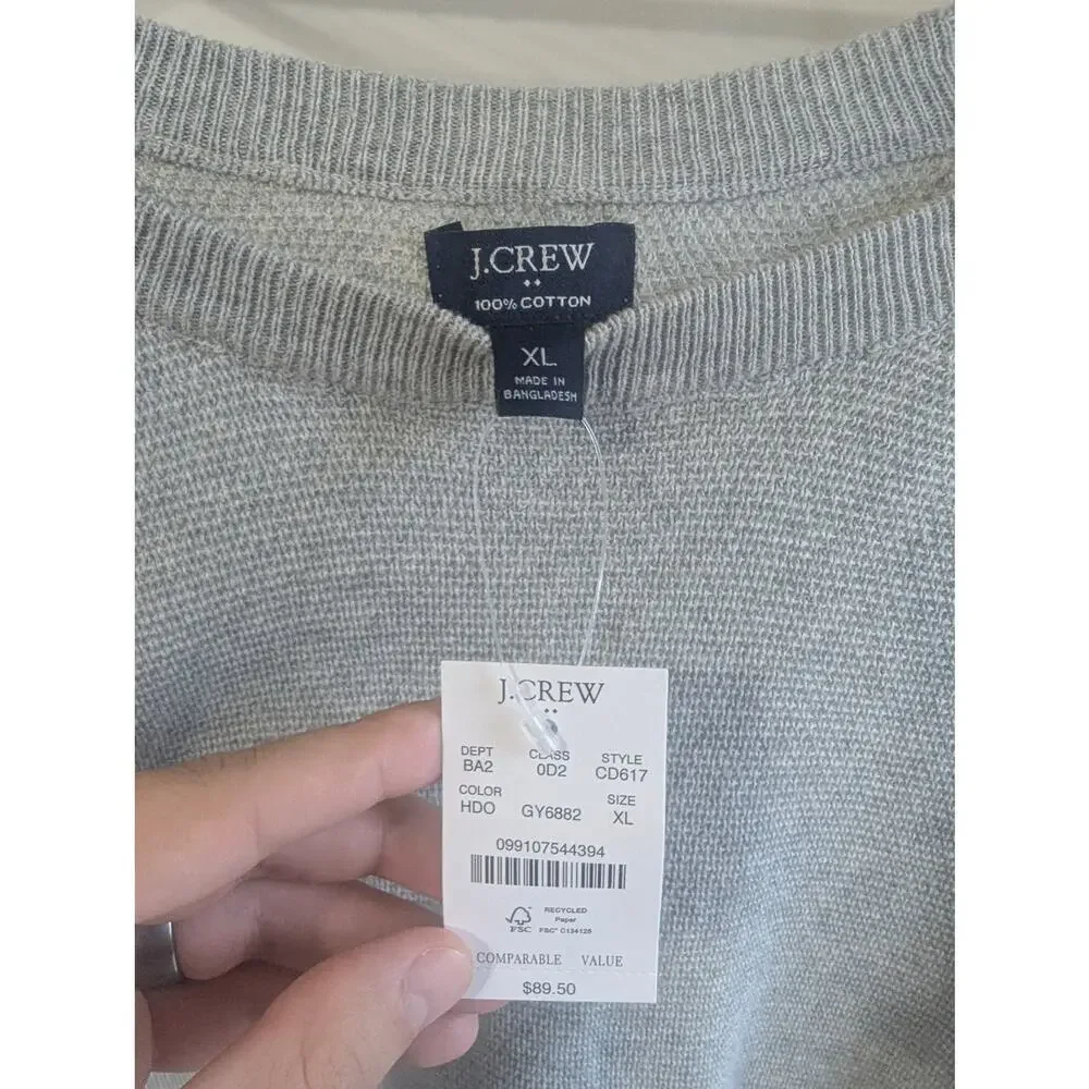 NWT J.Crew Factory Men's 100% Crewneck Sweater Gray Size L CD617